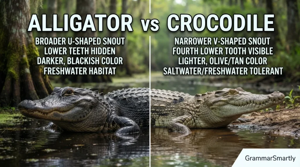 Alligator vs Crocodile: Meaning & Key Differences